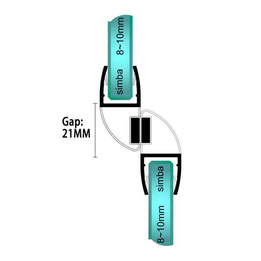 180 Degree Magnetic Shower Door Seal 8-10mm Glass MD810180