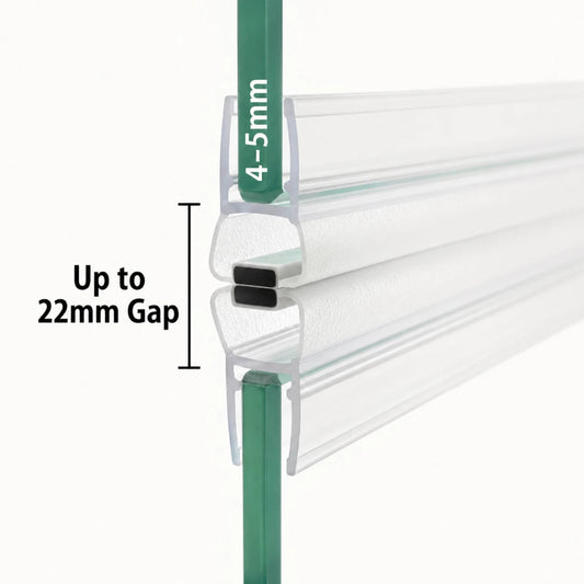 M45B2M 180-degree sliding magnetic shower door seal for 4–5mm glass and gaps up to 22mm