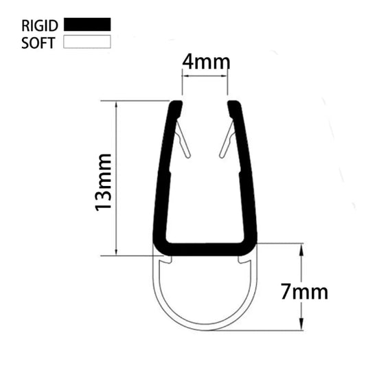 Technical dimension diagram of the D456S7 strip, specifying the 4-6mm inner channel range and the bulb height intended to bridge gaps up to 7mm, suitable for diverse sealing requirements on sides or bottoms.