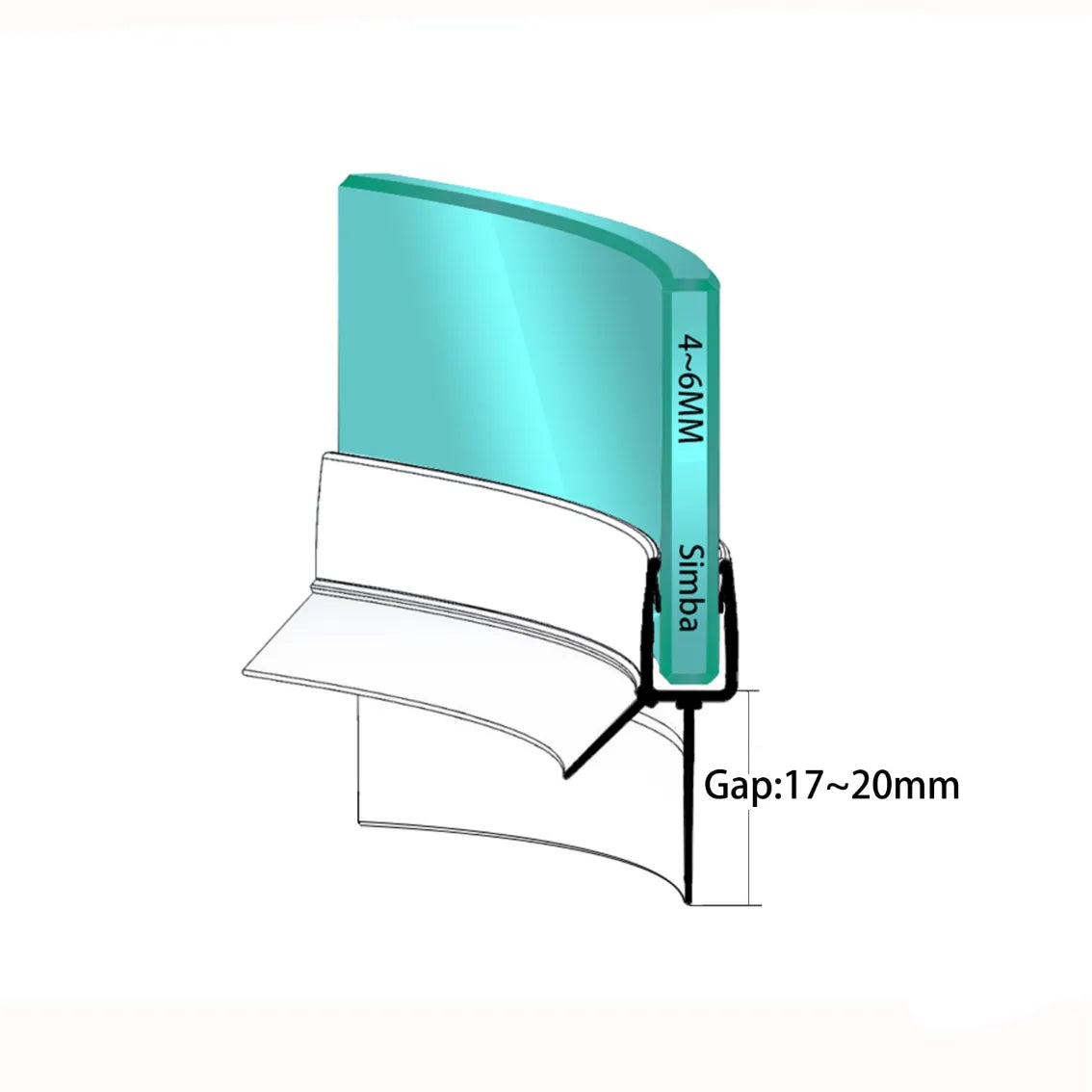 4-6mm Glass Curved Seal Gap 17-20mm V456S20CU
