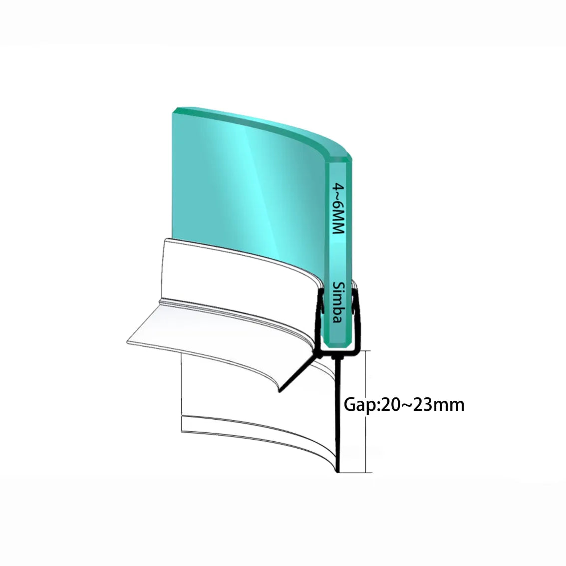 4-6mm Glass Curved Seal Gap 20-23 V456S23CU