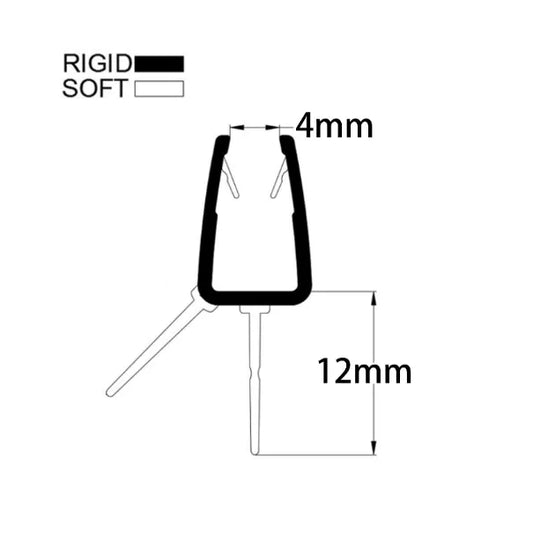 Curved Shower Seal for 4-6mm Glass Fin 12mm V456S12CU