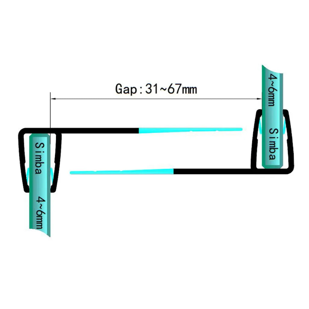 F Shape Shower Door Seal | 35mm Extra-Long Fin | Fits 4mm, 5mm & 6mm Glass F456S2535