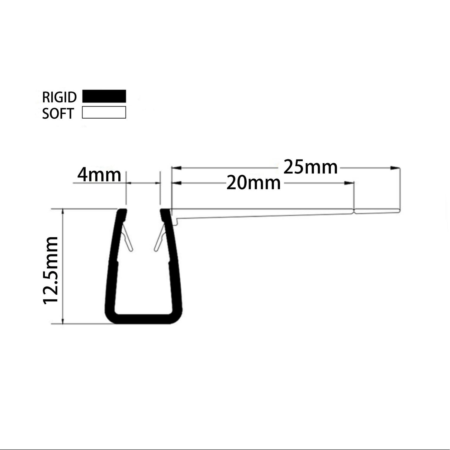 4-6mm Glass Sliding F-Shape Seal Gap 28-57mm FD456S2025