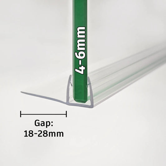 F Shape Shower Door Seal 4-6mm Glass Thickness Gap 18-28mm F456S15