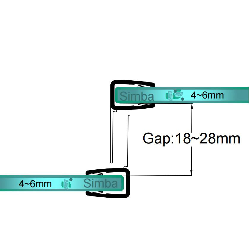 4mm-6mm Glass F Shape Seal Gap 18-28mm F456S15