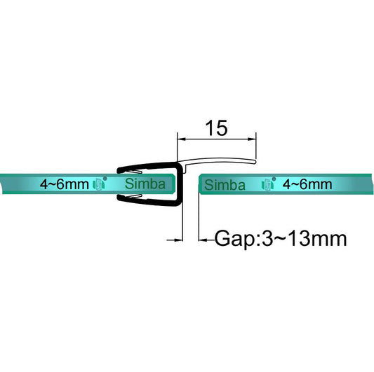 4mm-6mm Glass H Shape Seal Gap 3-13mm H456S15
