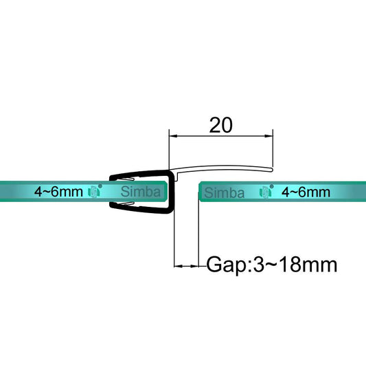 4mm-6mm Glass H Shape Seal Gap 3-18mm H456S20
