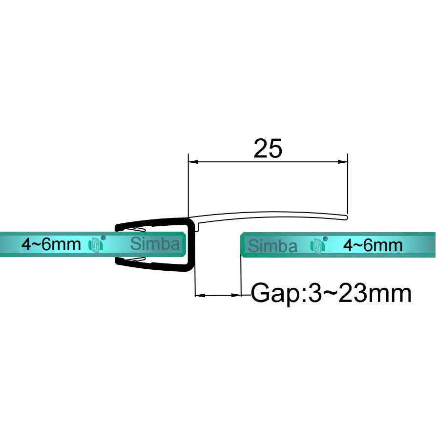 4mm-6mm Glass H Shape Seal Gap 3-23mm H456S2025