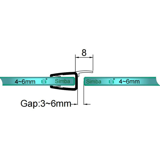 4mm-6mm Glass H Shape Seal Gap 3-6mm H456S8