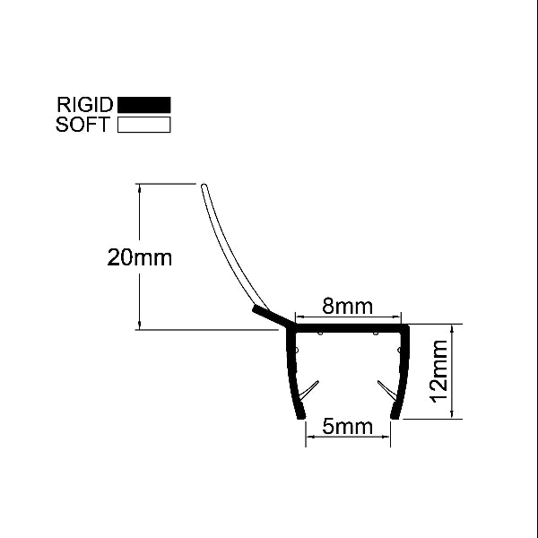 6-8mm 135 Degree Vertical Shower Seal Gap 3-17mm, 135A68S20