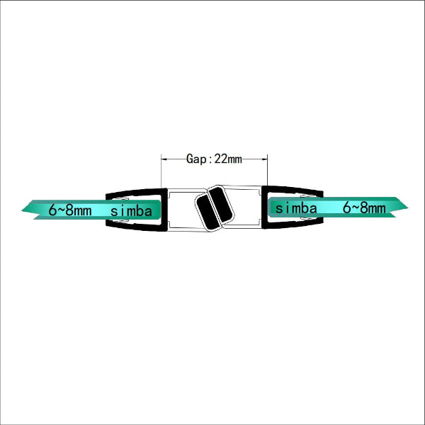6-8mm Glass Shower Door Magnetic Seal M68C2M, Seal 22mm Gap