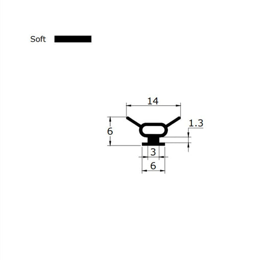 6mm T-Bar 6mm Gap Precise Fit Shower Frame Gasket VD004 (V-Wing Buffer)