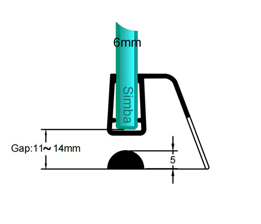 6mm Sliding Door Bottom Seal Gap 11-14mm SIM-0007