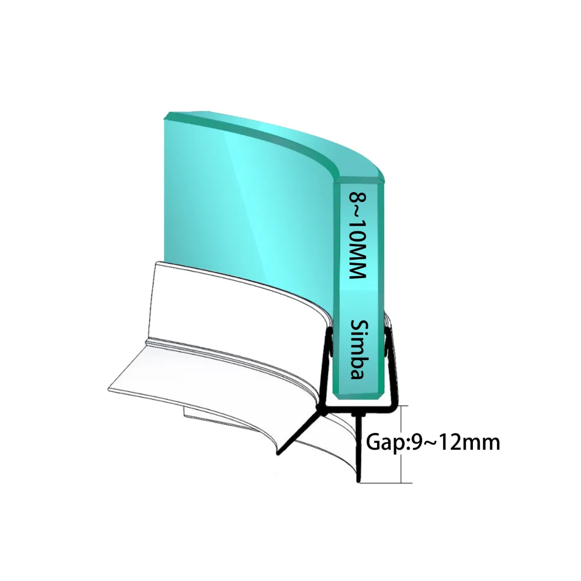 8-10mm Glass Curved Seal Gap 9-12mm V810S12CU