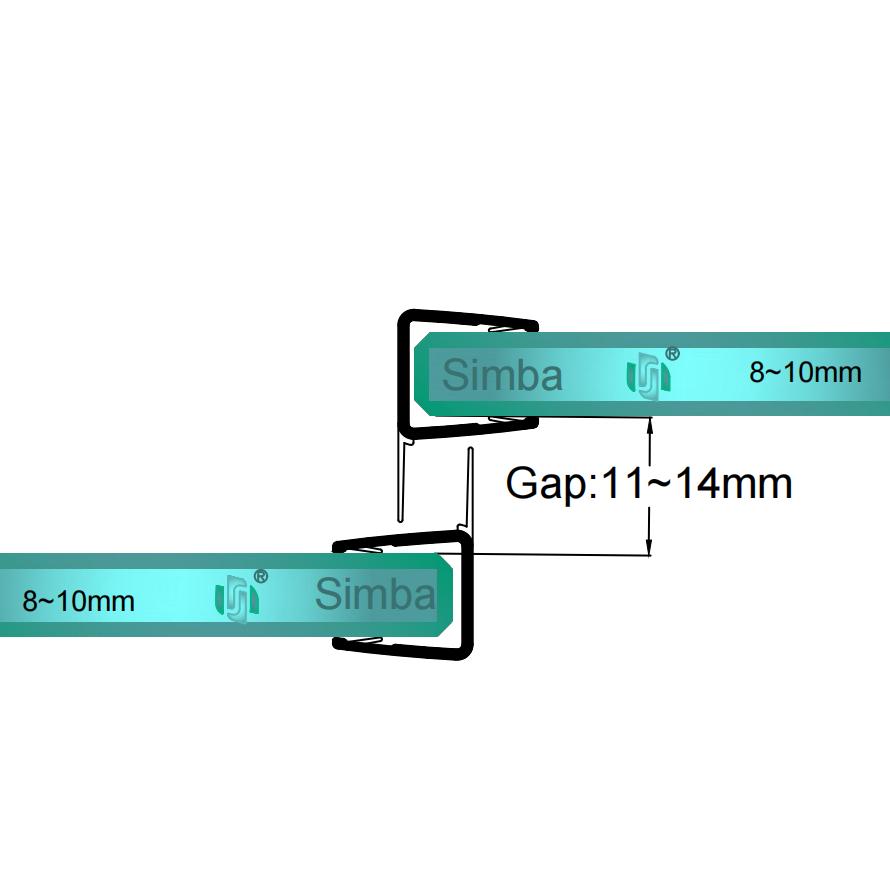 F Shape Shower Door Seal | 8mm 'Discreet' Slim Fin | Fits 8mm-10mm Glass F810S8
