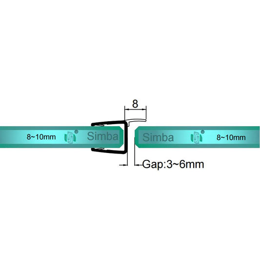8mm-10mm Glass H Shape Seal Gap 3-6mm H810S8