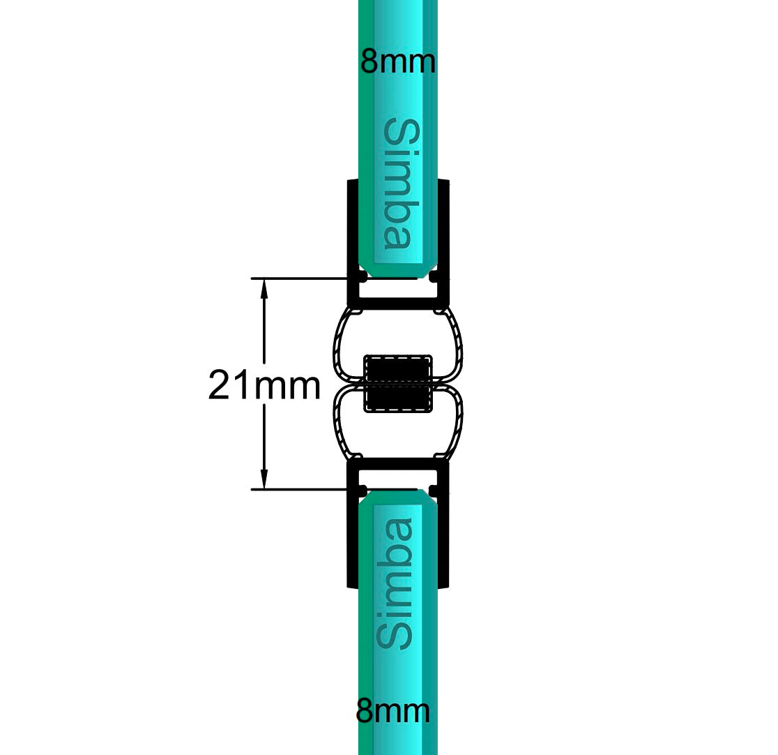 8mm Glass Magnetic Seal Gap 21mm SIM-0017a