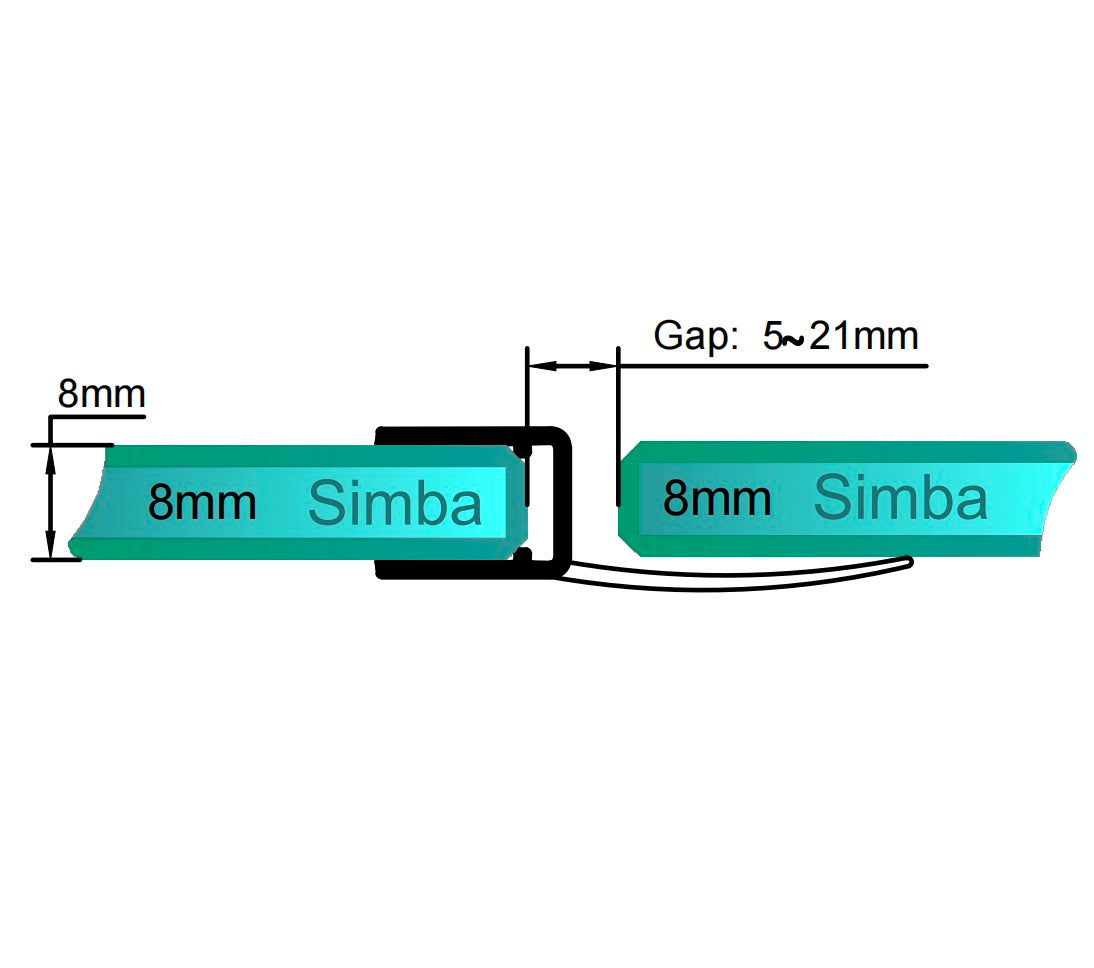8mm Glass H Shape Seal Gap 5-21mm SIM-0013a