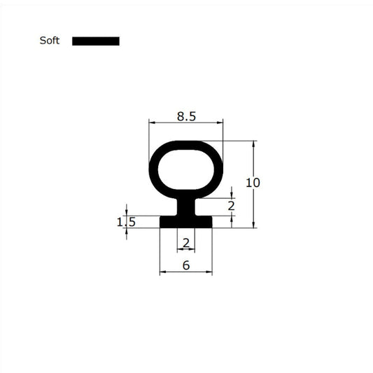 6mm T-Post Professional Shower Door Bulb Seal - Clear Vinyl BU002