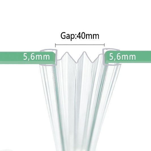 Bi-fold Shower Door Seal 5-6mm Glass Up to 40mm Gap D06