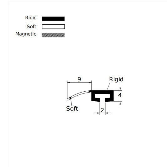 Black Folding Shower Door Seal 9mm Fin ROT04