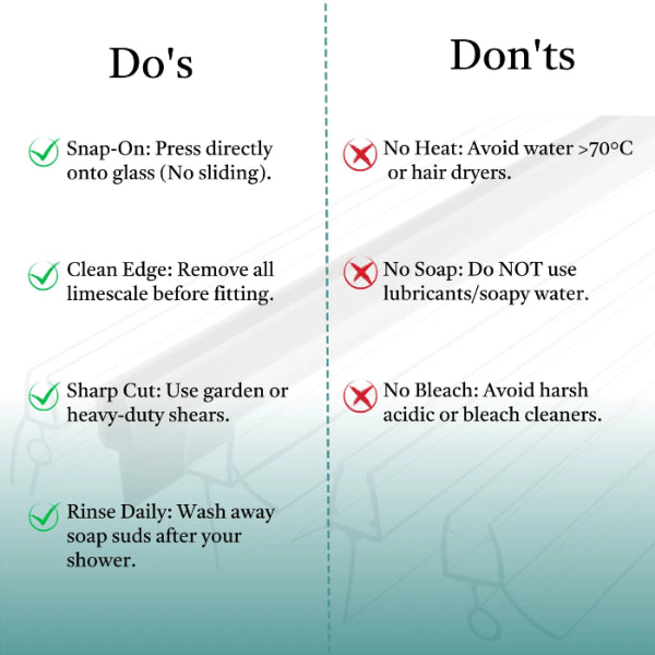 Application guide for the shower seal