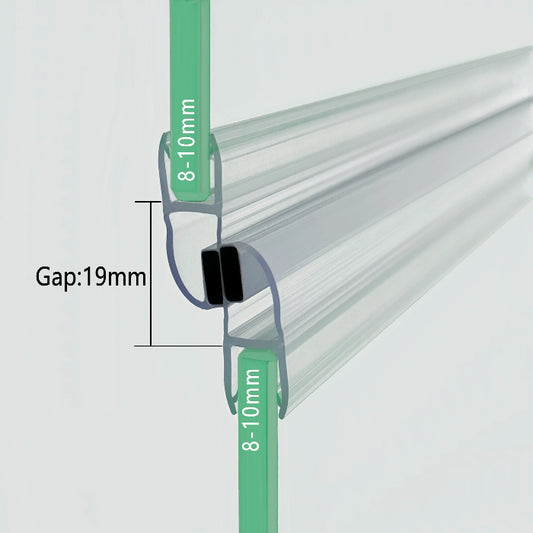 MD81080 offset magnetic shower door seal pair for 8-10mm glass with 19mm gap