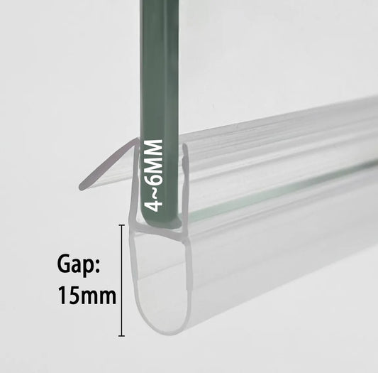 Shower Door Vertical Bubble Seal & Fin 4-6mm Glass Gap 15mm DA456S15
