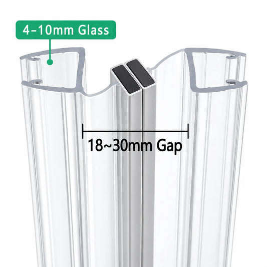 M410AC adaptive magnetic shower door seal for 4-10mm glass and 18-30mm uneven gaps