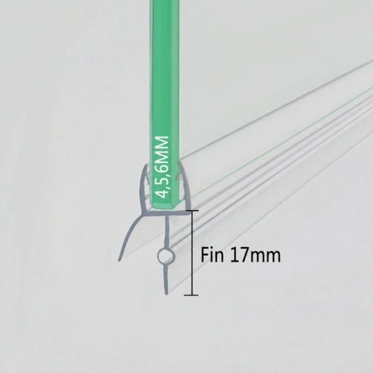 Shower door bottom seal for 4mm, 5mm and 6mm glass with 17mm sealing fin