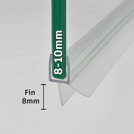 V810S8 shower door bottom seal for 8-10mm glass with 8mm soft fin, suitable for small bottom gaps
