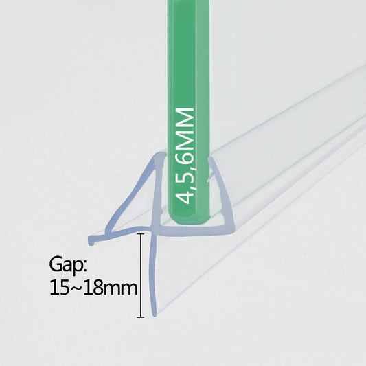 VC456 shower door bottom seal fitted to 4-6mm glass for an approximate 15-18mm bottom gap