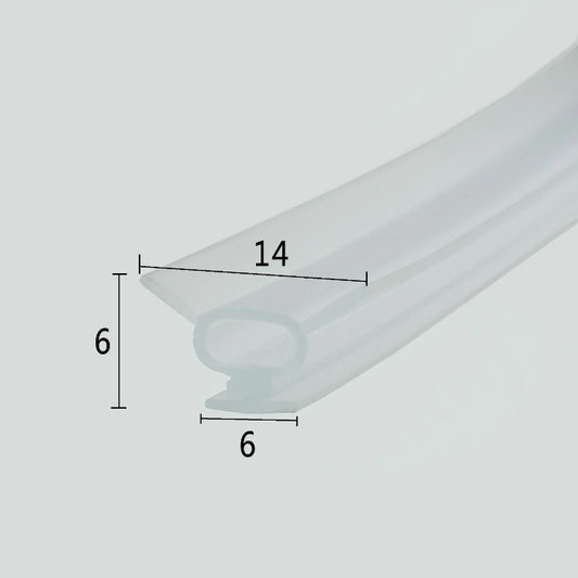 VD004 track-in side seal for framed sliding shower doors with 6mm retaining base and 14mm flexible sealing section