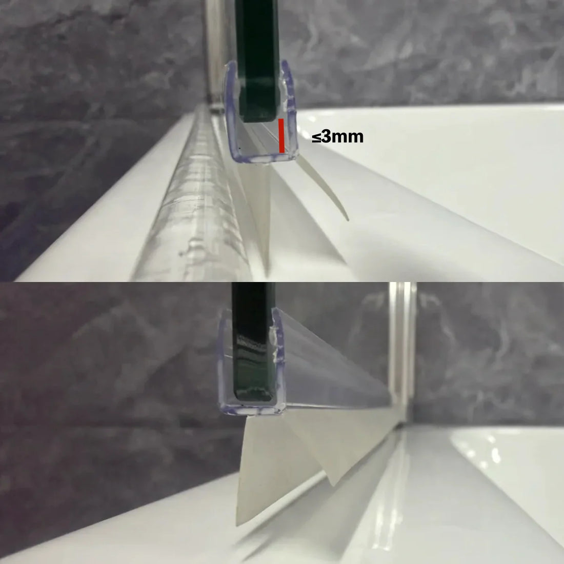 Uneven Gap Under Shower Door, How To Fix With Seal Strip?