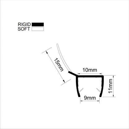 10mm Glass 135° Y-Shape Vertical Shower Door Seal – 3–18mm Gap 135A10S20