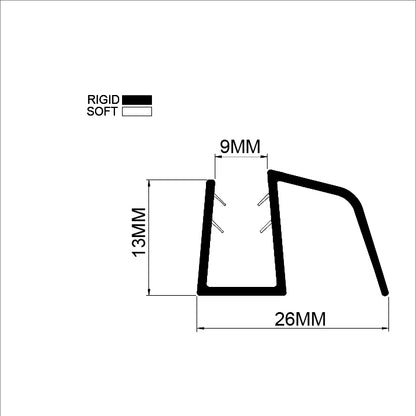 10mm Glass Gapless Bottom Shower Screen Seal S10DTL