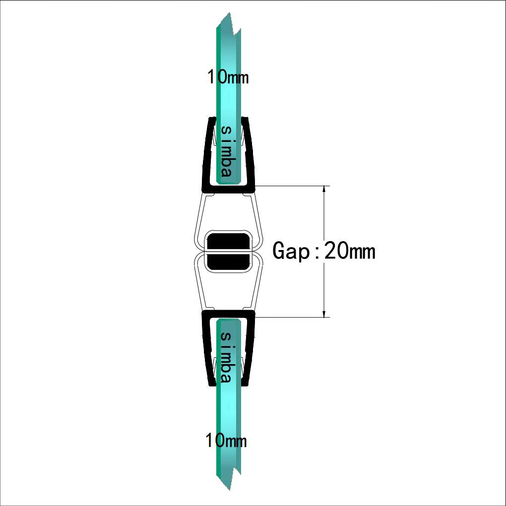 10mm Glass Magnetic Seal M10B2M, Seal 20mm Gap