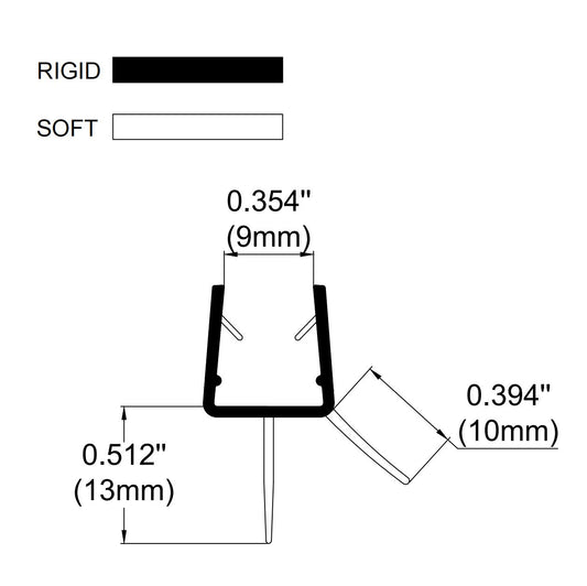 10mm PVC Shower Door Bottom Seal Gap 8-13mm SIM-0004