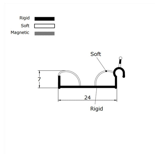 2-Panel Folding Bath Screen Flipper Seal 24mm Width ROT06
