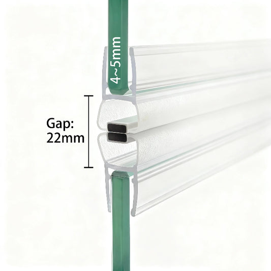 M45B2M sliding shower door magnetic seal pair for 4-5mm glass and 22mm gap