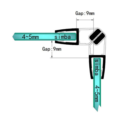 4-5mm 90° Glass Magnetic Seal M45A2M, Seal 9mm Gap