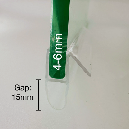 Shower Door Vertical Bubble Seal & Fin 4-6mm Glass Gap 15mm DA456S15