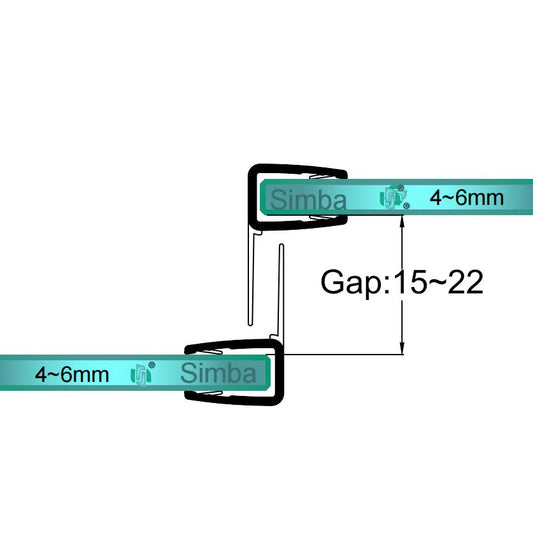 4mm-6mm Glass F Shape Seal Gap 15-22mm F456S12