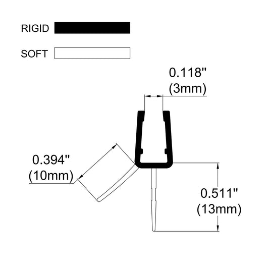 4mm PVC Shower Door Bottom Seal Gap 8-13mm SIM-0001