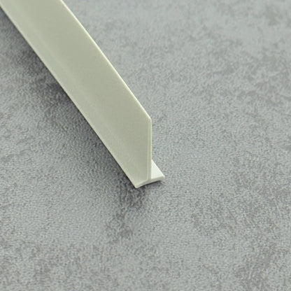 Micro-view of a framed shower door seal strip t shape, showing how the 5mm white T-head achieves an interference fit (tight fit) within wide grooves to prevent loosening or falling out, while the 14mm long soft fin makes moderate contact with the floor, providing lasting bottom sealing performance for heavy framed doors.