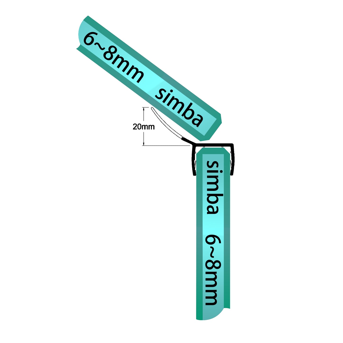 6-8mm 135 Degree Vertical Shower Seal Gap 3-17mm, 135A68S20