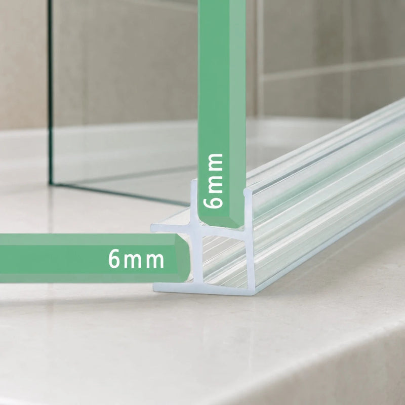 6mm shower screen corner seal joining two fixed glass panels at 90 degrees