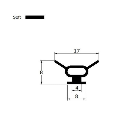 8mm T-Bar 8mm Bubble V-Wing Compression Shower Frame Gasket VD003 (8mm Gap Specialist)