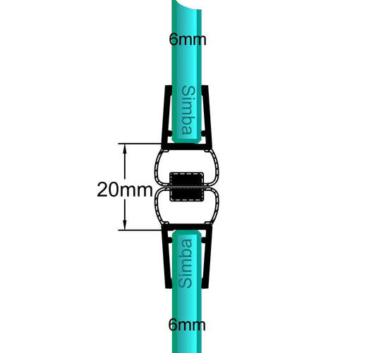 6mm Glass Flat Magnetic Seal Gap 18-20mm (2 included) SIM-0017